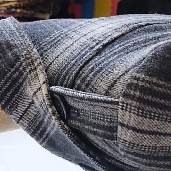 Old Navy Wool Blend Lined Double Breasted Plaid Pea Coat Jacket Medium - Picture 5 of 14